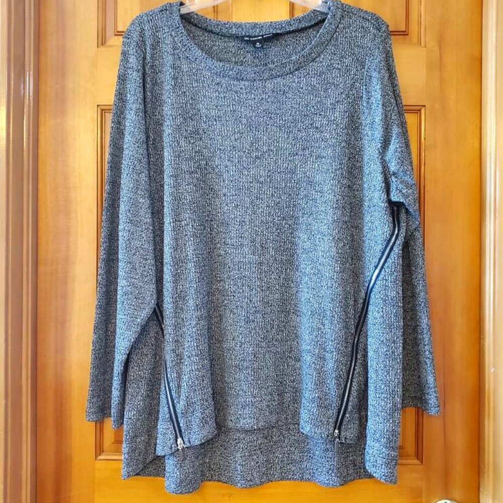 Zac & Rachel Woman Heather Black Zipper Knit Pullover Size 3X - Picture 2 of 12